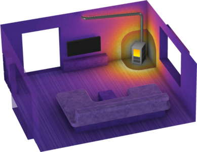 房间内火炉的供暖效果