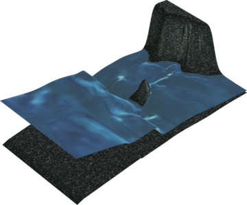 海啸冲上复杂三维形状的莫奈山谷海滩